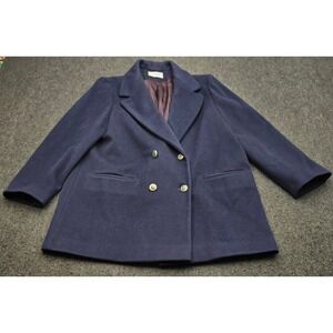 JG Hook Pea Coat Mens L Navy Blue Wool Double Breasted Anchor Button USA Made